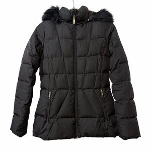 Calvin Klein Black Puffer Jacket with Faux Fur Trim Hood